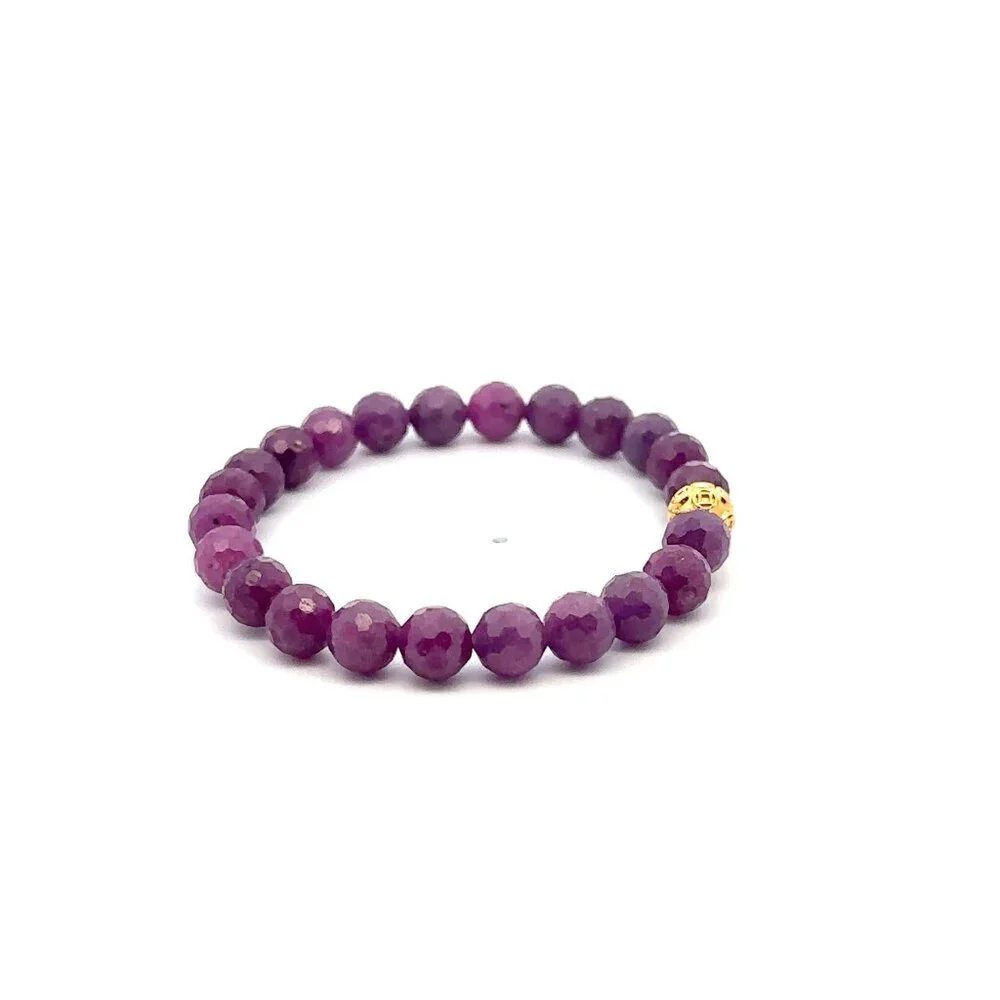 18K Gold Money Coin Ball Bracelet Gemstones Ruby July Birthstones Micro Faceted - Picture 5 of 5